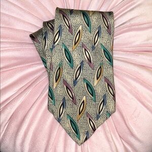 BELLAGIO Men’s Necktie - All Silk - Patterned Multicolor Tie - EUC